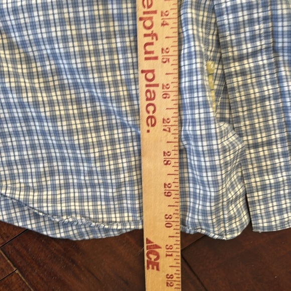 Lands' End | Blue and White Casual Button Down checkered Shirt - Picture 6 of 10
